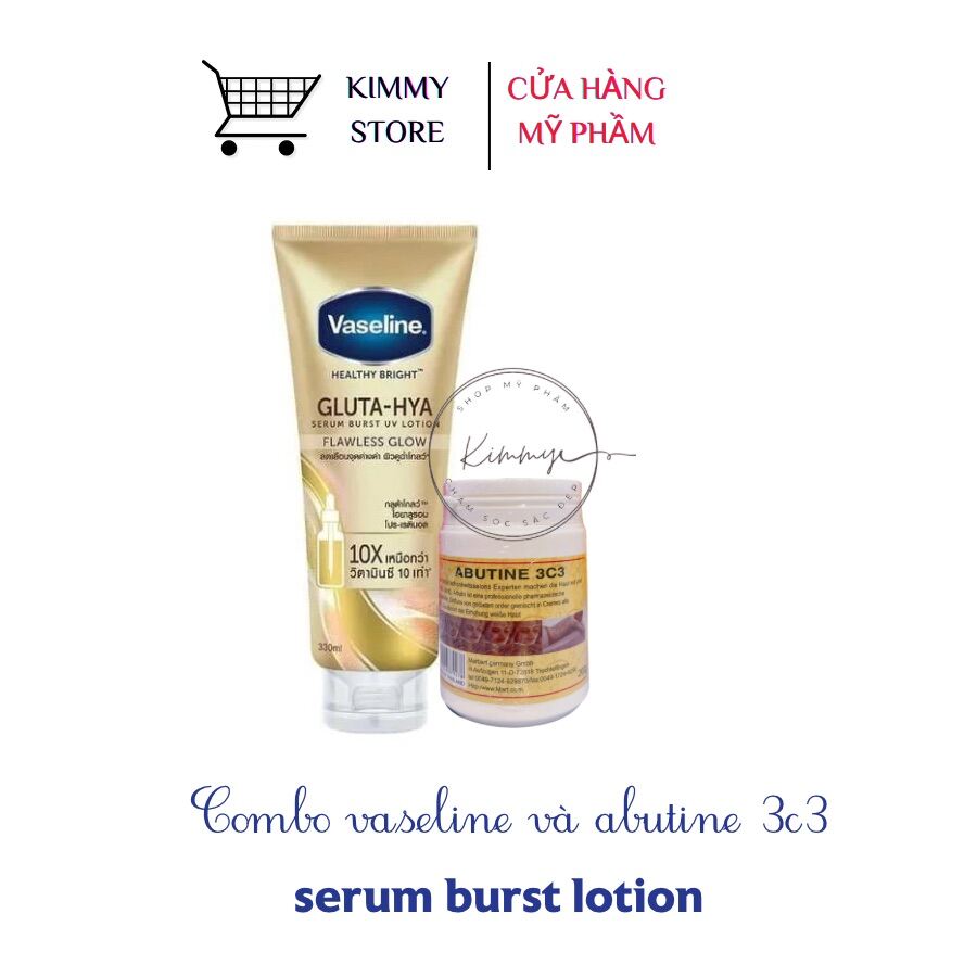 Combo 1 chai vaseline gluta hya và abutine 3c3