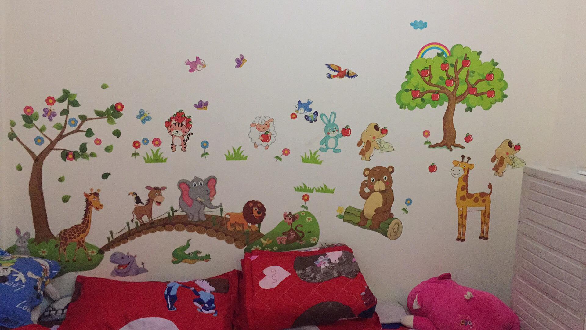 Decal dán tường Thú qua cầu vườn cherry - T59-kiddecals
