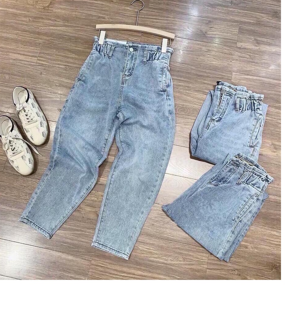 Quần jean nữ LƯNG THUN BAGGY- XANH NHẠT - SIÊU HOT 9883 M4