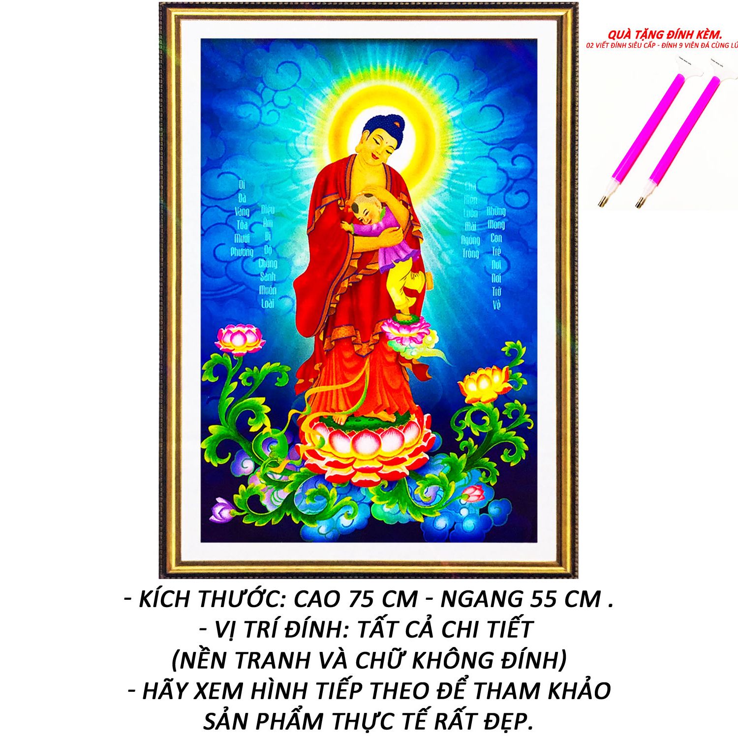 Tranh đính đá 5D - Đào Khai Phú Quý -Tranh Minh Hiền