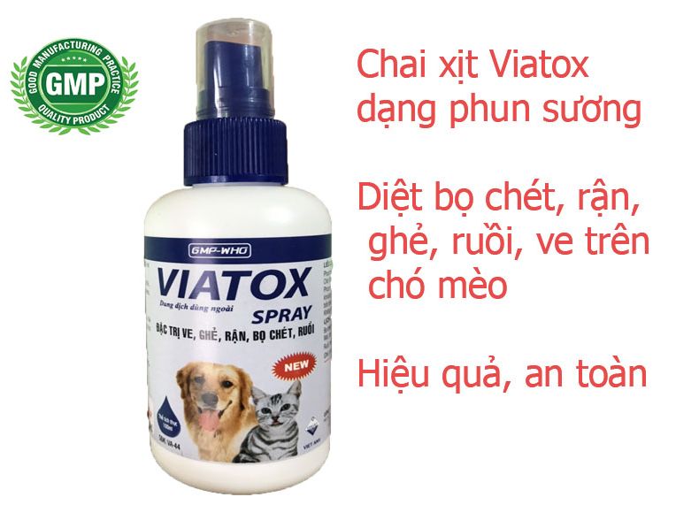 [Hoàn Tiền 10%] Thuốc diệt bọ chét dạng xịt Viatox spray diệt hiệu quả bọ chét, bét, ve, chấy, rận ở vật nuôi chó mèo