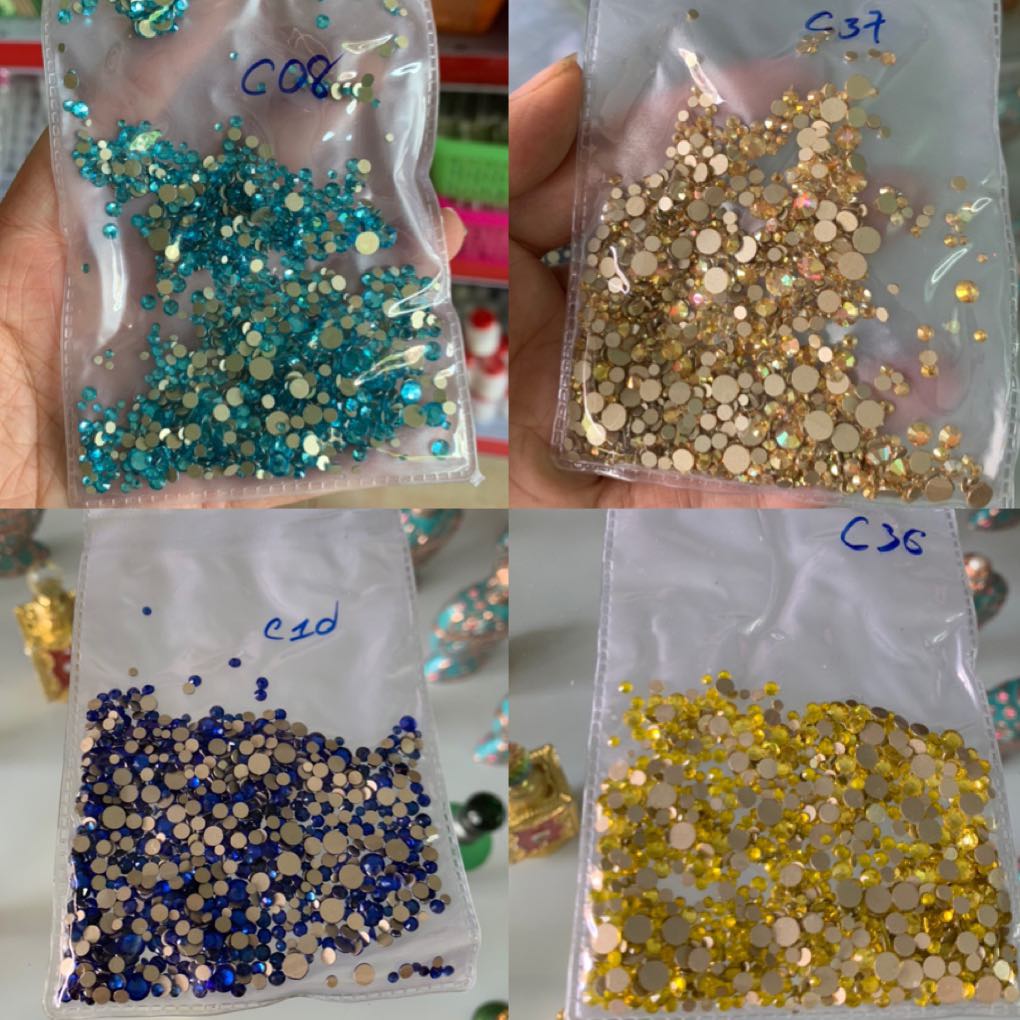Đá chân vàng mix size ss4 đến ss20