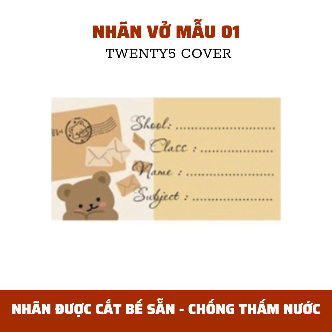 SET NHÃN VỞ THEO MẪU 01 - 10