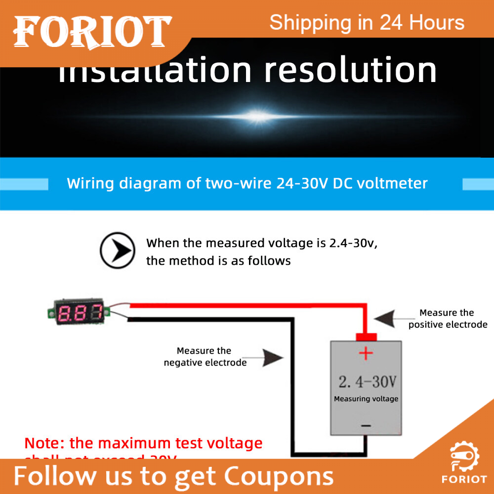 Foriot Thiết Bị Kiểm Tra Điện Áp, Vôn Kế DC Kỹ Thuật Số Mini DC 3.7~30V Với Màn Hình LED 0.28 Inch