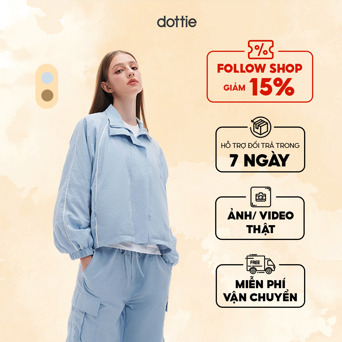 DOTTIE - Áo khoác dáng lửng vải dù - T0821
