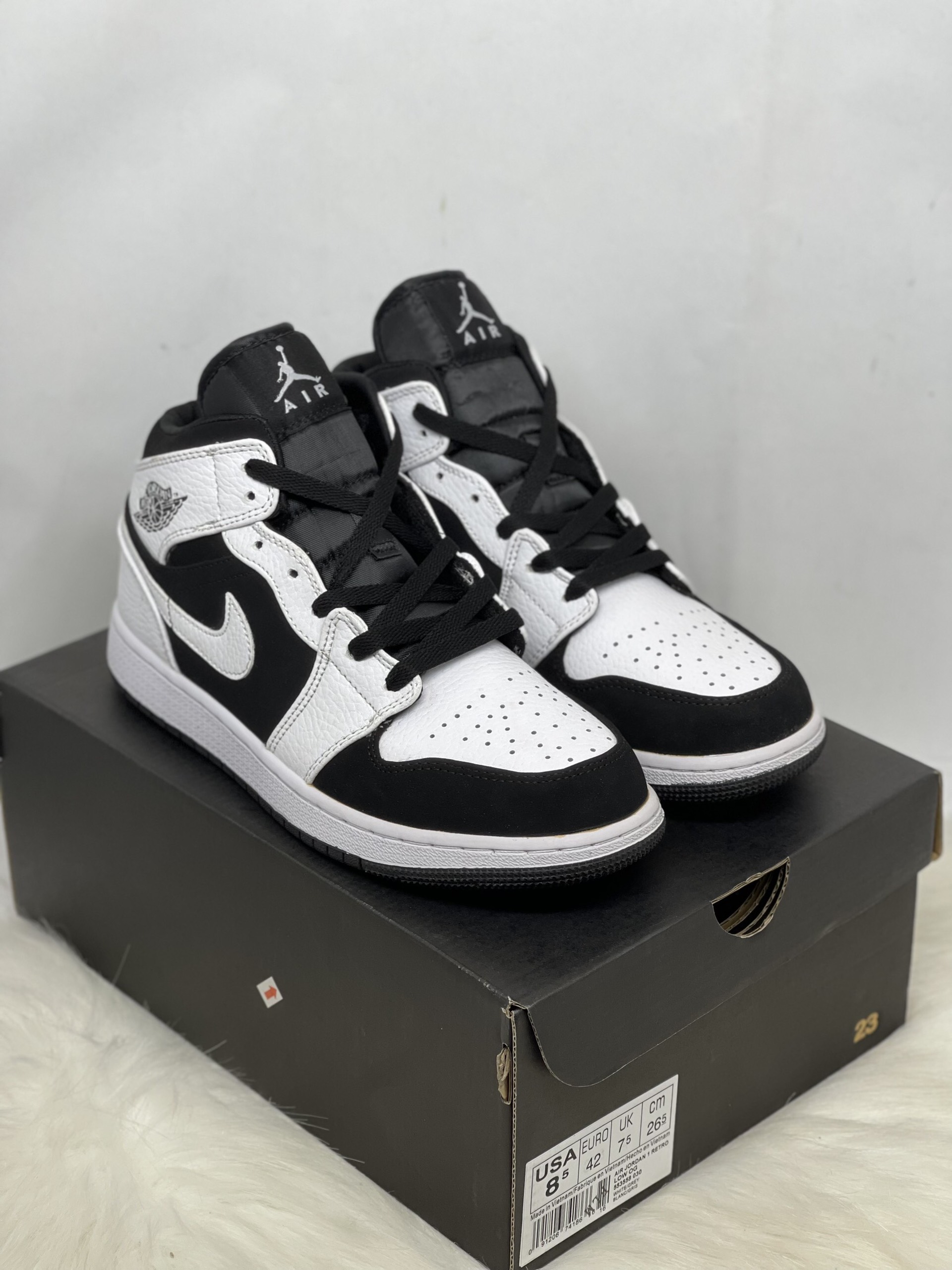 Giày jordan panda Trắng Đen cổ cao,Giày Sneaker Nam Nữ PDTD083