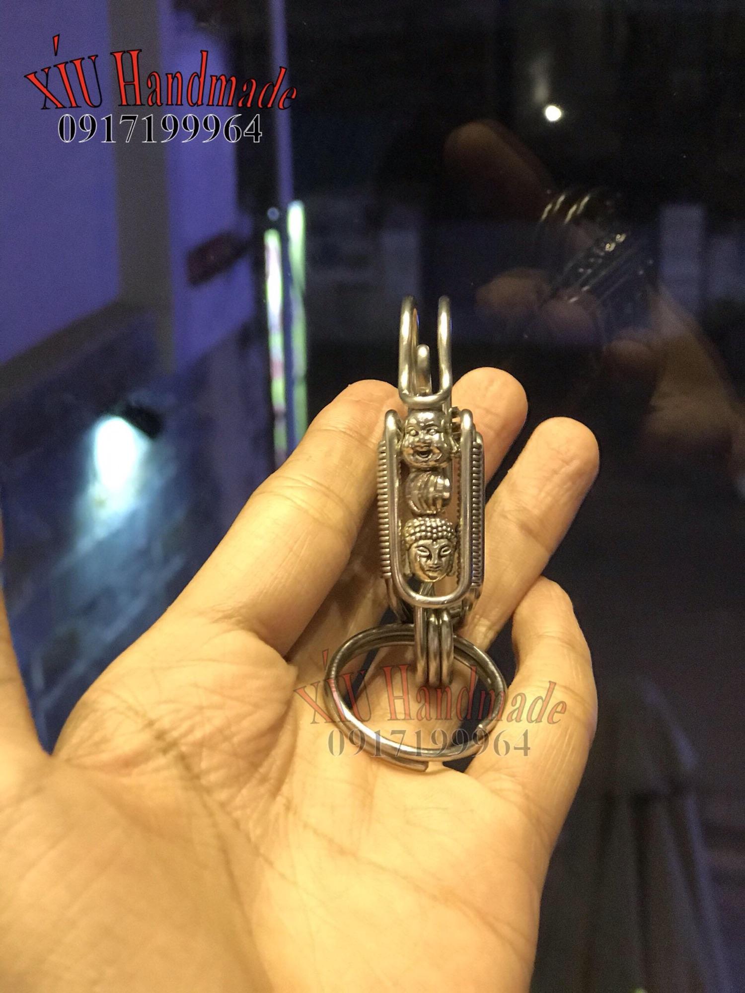 Móc khóa inox phụ kiện đầu phật Di Lặc