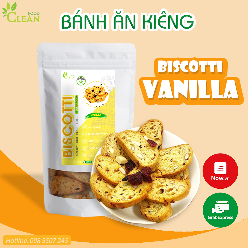 Bánh ngũ cốc nguyên cám BISCOTTI tiểu đường giảm cân ăn kiêng vị Vanilla