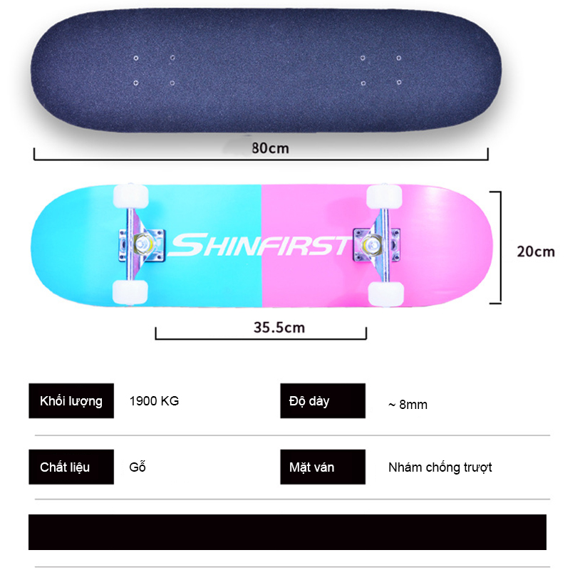 Ván trượt SKATEBOARD - ván trượt gỗ mặt nhám (Mẫu ngẫu nhiên)