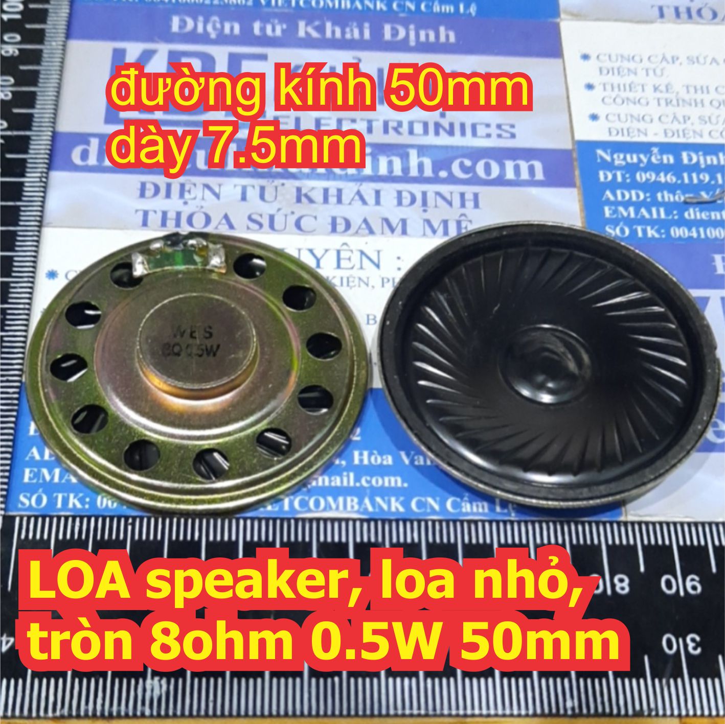2 cái loa speaker, loa nhỏ, tròn 8ohm 0.5w 5cm 50mm kde1970