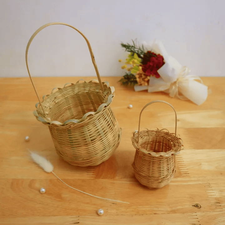 Giỏ tre cắm hoa trang trí, decor