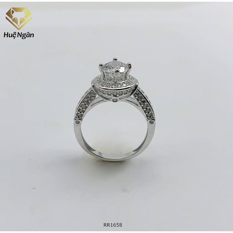 Nhẫn bạc 925 Huệ Ngân - 4 Chấu viền đá xinh 6 li RR1658