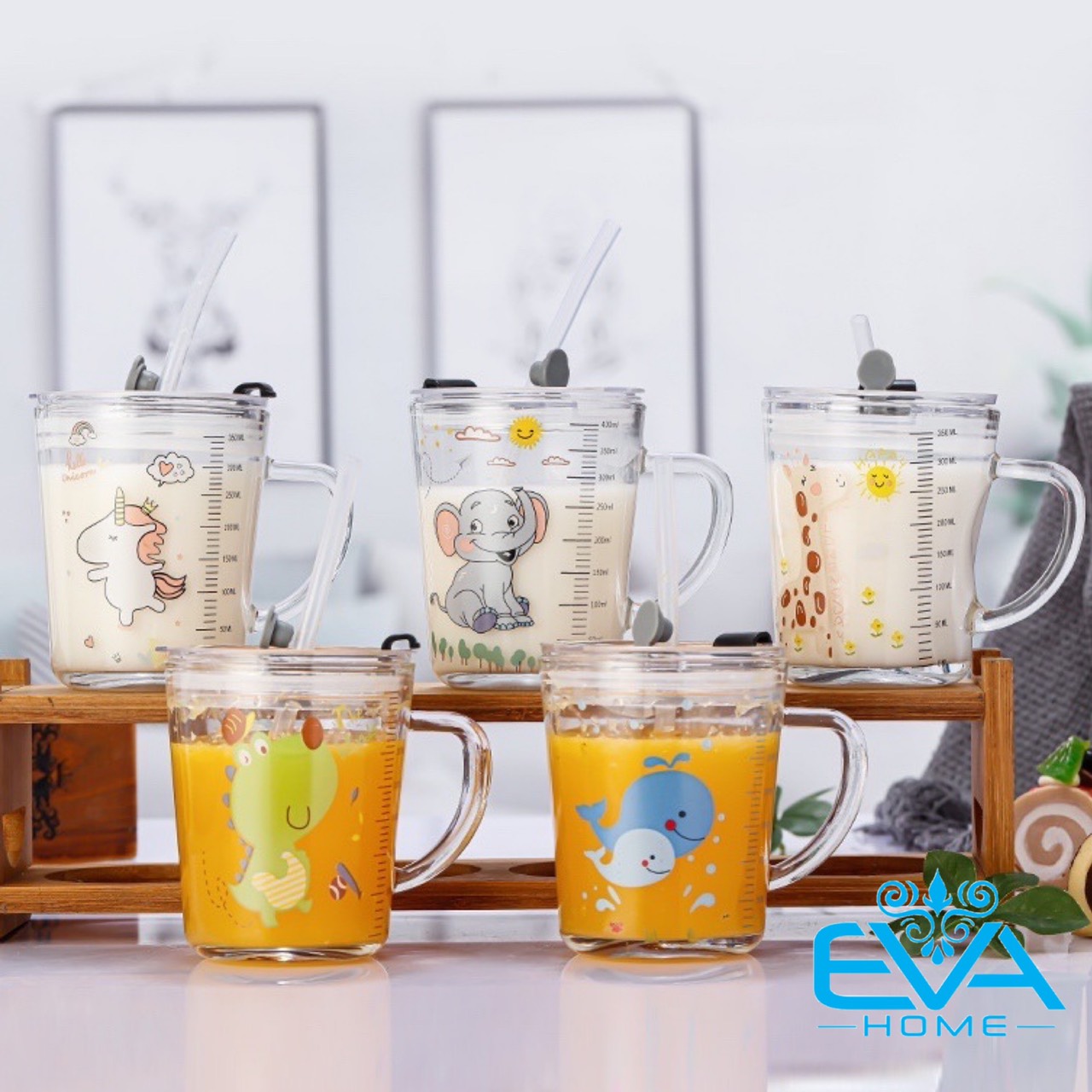 Cốc Thuỷ Tinh Chia Vạch Ml Có Nắp Chống Đổ