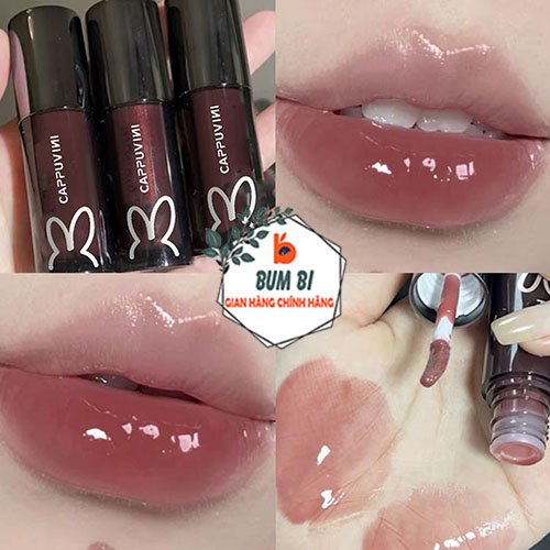 Son thỏ đen Tint bóng Cappuvini lên màu chuẩn bền, Son Tint bóng thỏ đen Cappuvini mềm lì căng mộng quyến rũ