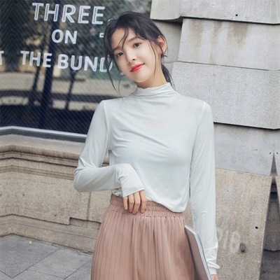 Áo thun áo giữ nhiệt Nữ lót Nỉ cổ 3 phân dày dặn co giãn Phong cách Hàn Quốc Trẻ Trung Năng Động