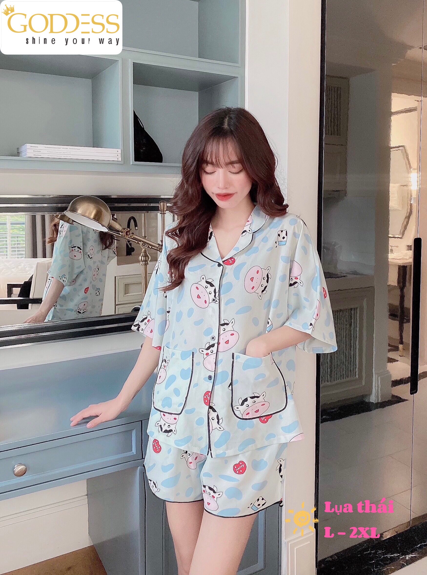 Bộ đồ Pijama Lụa Thái  Đồ ngủ đùi Bigsize 40 - 80kg cao cấp