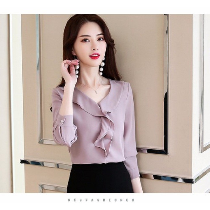 [PILA FASHION] ÁO KIỂU TAY DÀI BÈO CỔ   -  AP001