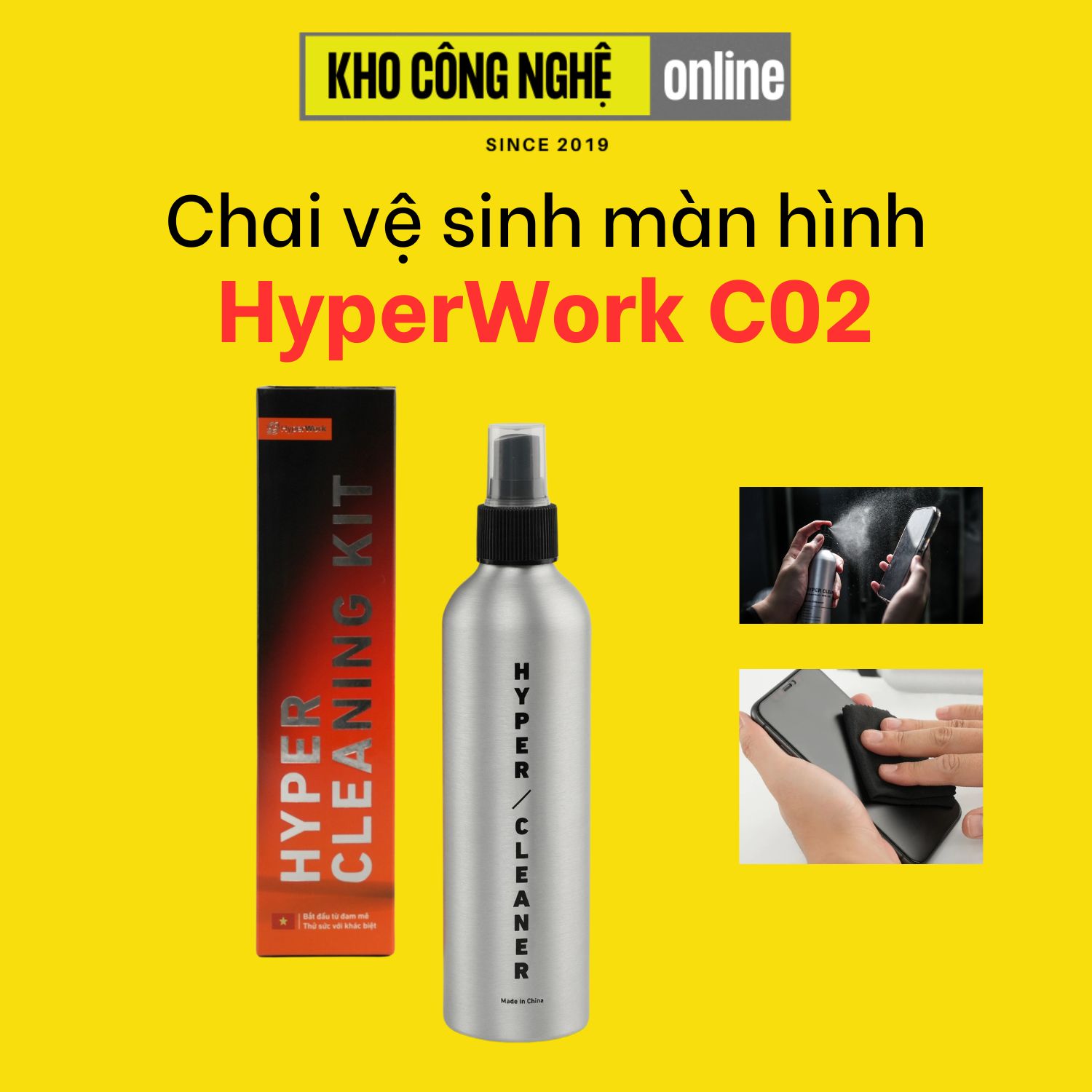 Chai vệ sinh màn hình Hyper Cleaning HyperWork C02 (Hyper Cleaning Kit)