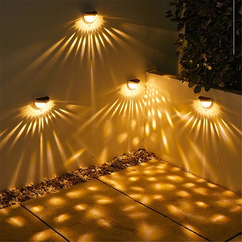 Vimite LED đèn cắm sân vườn năng mặt trời đèn ốp tường ngoài trời đèn sân vườn năng lượng Solar Garden Light Outdoor Waterproof Automatic Sensor Fence Light Semicircle Energy Saving Solar Wall Lamp for House Patio Yard