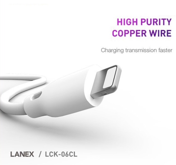 Bộ sạc IPhone 2 cổng USB 2.1A LANEX LCK-06CL - DÀI 1.0M