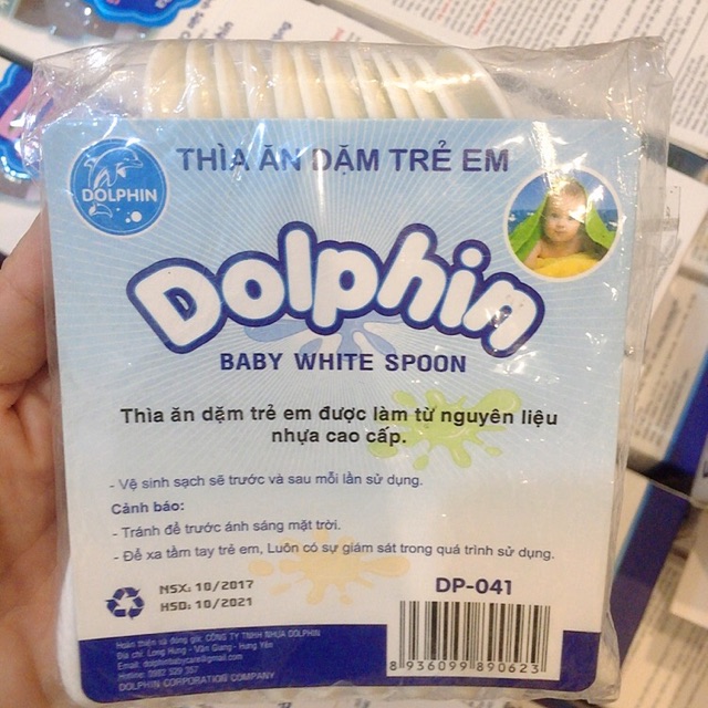 Thìa Phíp Ăn Dặm Dolphin  Trắng Cao Cấp ( Túi 12 Cái)