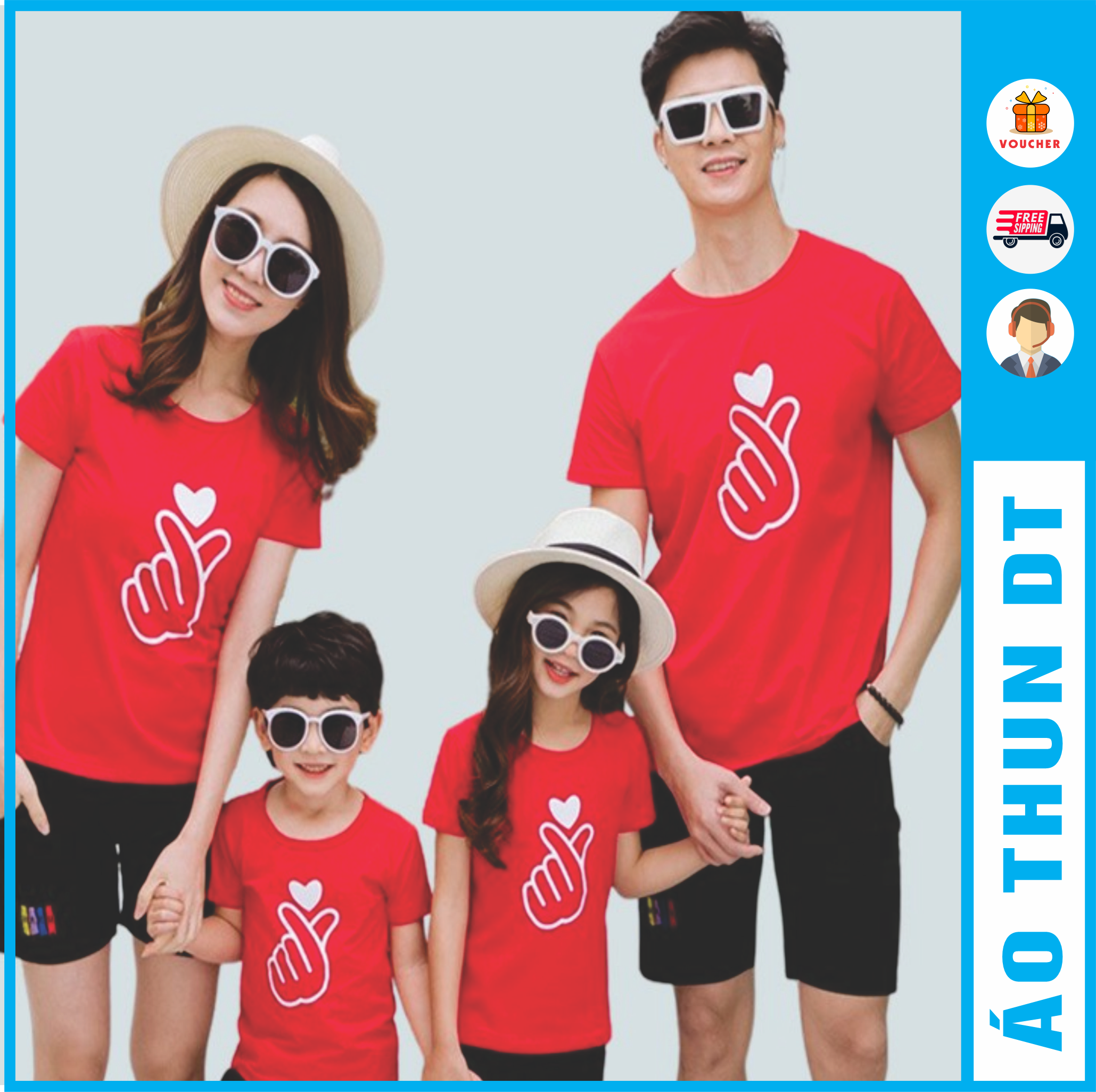 Mẫu bắn tim - Áo thun gia đình đủ size