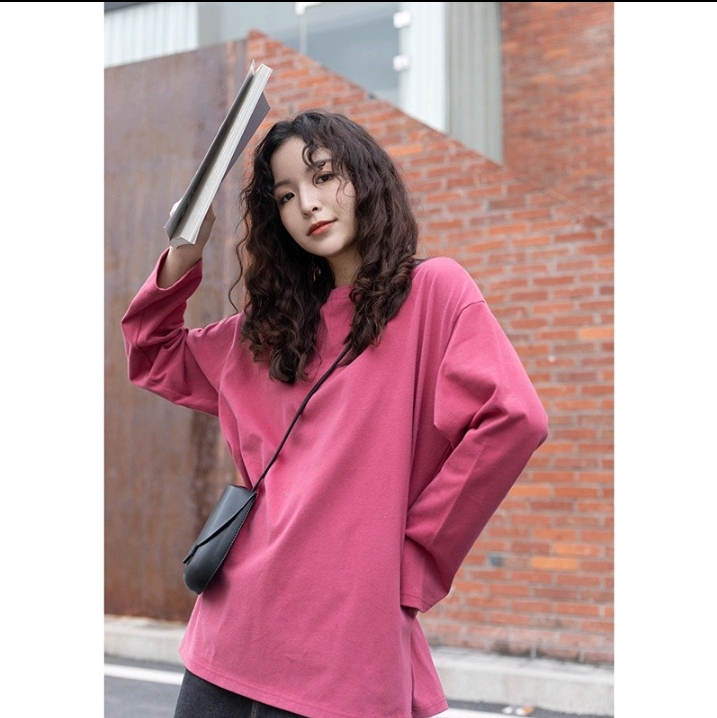Pullover plain long sleeved pink pullover plain long sleeved pink