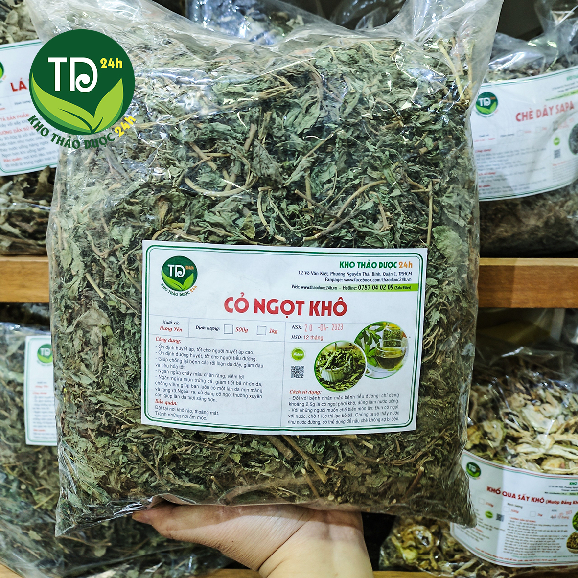 [500 gram] Cỏ ngọt khô, hàng lá đẹp loại 1, cung cấp đường tự nhiên, dễ hấp thu, phù hợp cho người tiểu đường, giảm cân, ngừa béo phì, ổn định đường huyết, 100% thiên nhiên | Kho thảo dược 24h