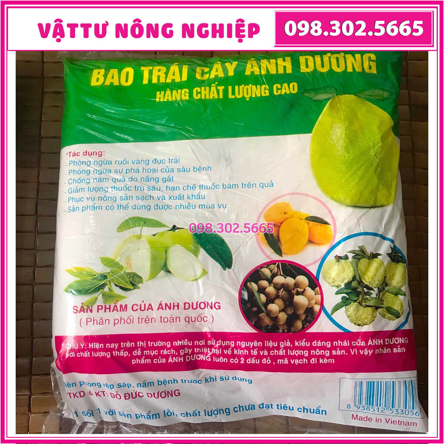 500 túi bao trái cây Ánh Dương kích thước 30x30cm