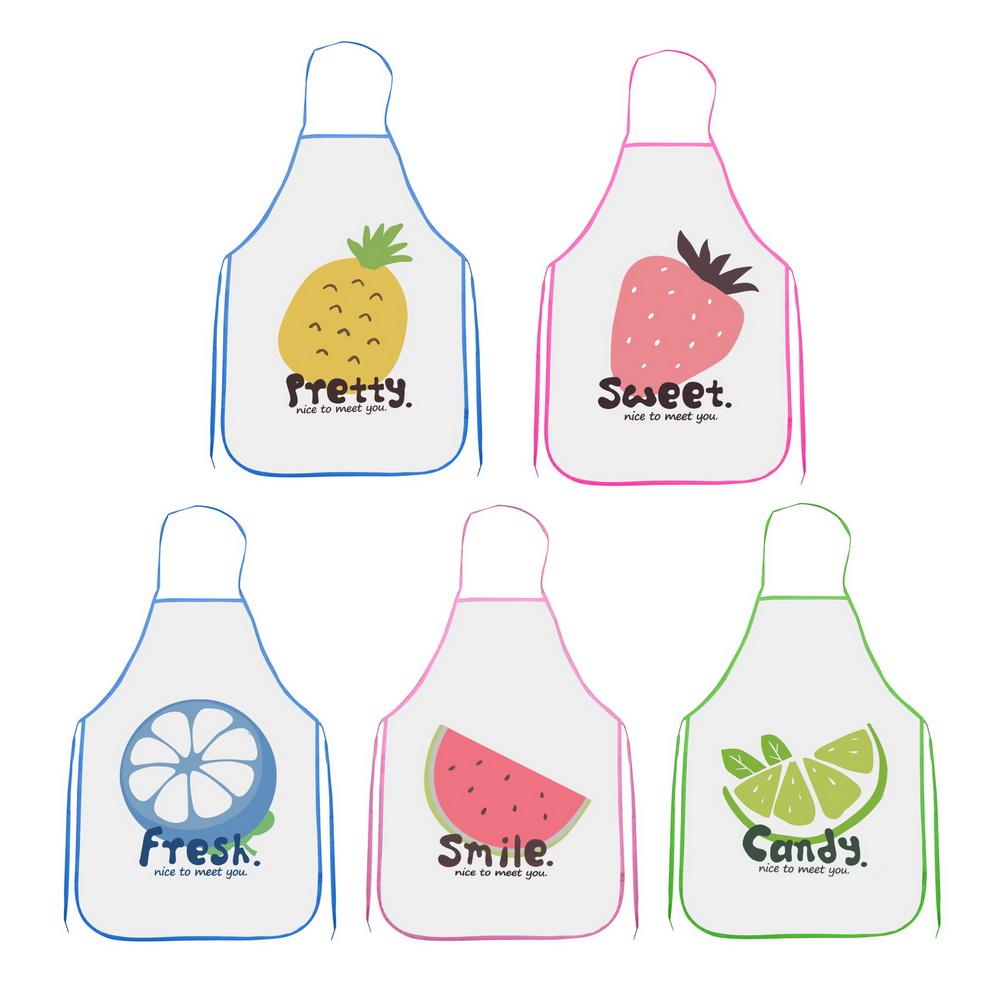 Kitchen Accessories Sleeveless Waterproof Anti-oil Aprons BBQ Tool Cooking Waist Bib Household Cleaning Tool Fruit Pattern PVC Apron