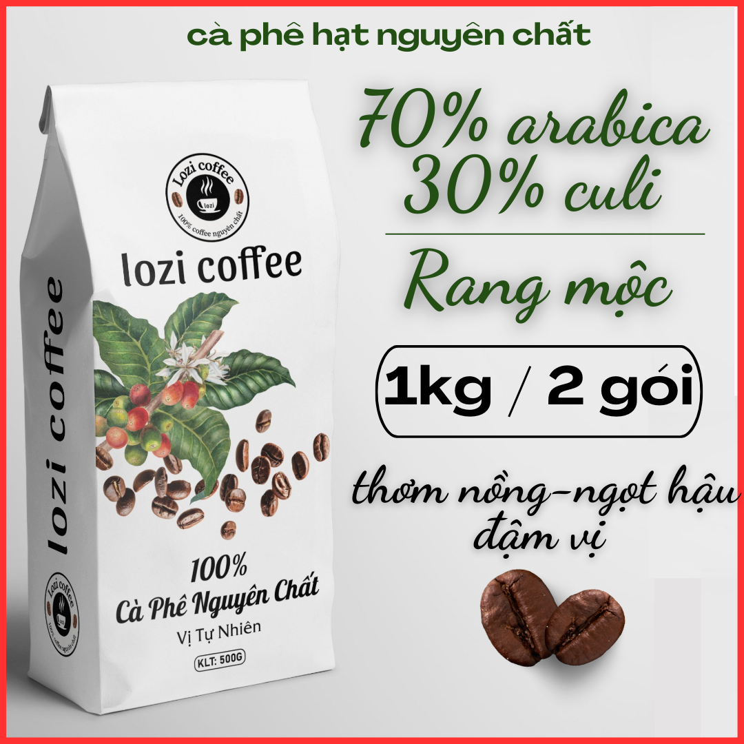 ( 1kg/2 bịch )Cà phê rang mộc ARABICA & CULI (mix: 70/30 ) rang xay sạch 100%