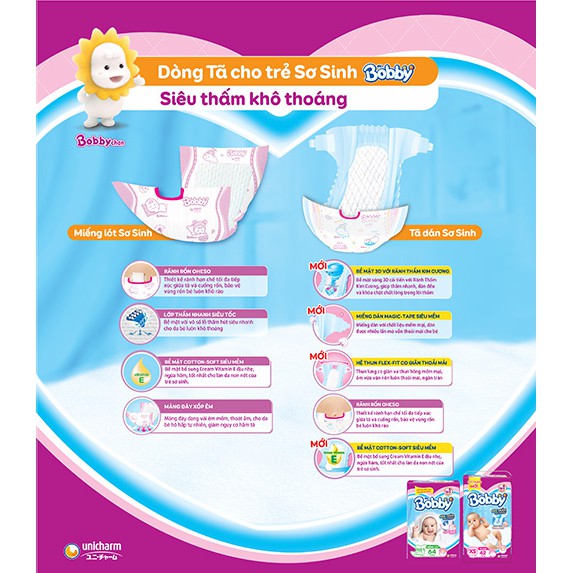 [HCM]Tã dán bobby cho bé sơ sinh XS70 (70 Miếng)