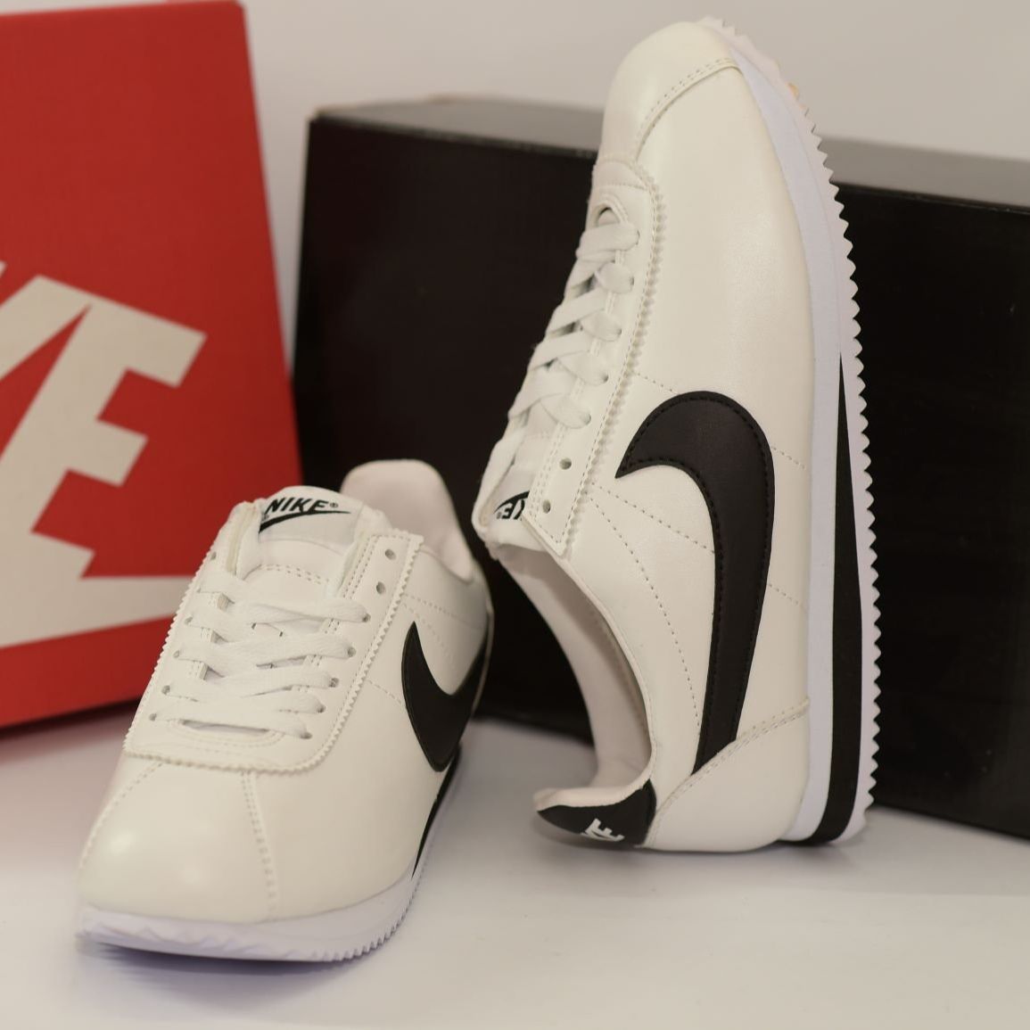[Siêu Sale] Giày Sneaker Nam Nữ Cortez Trắng Đen (Fullbox+ Tặng hộp bảo vệ box)