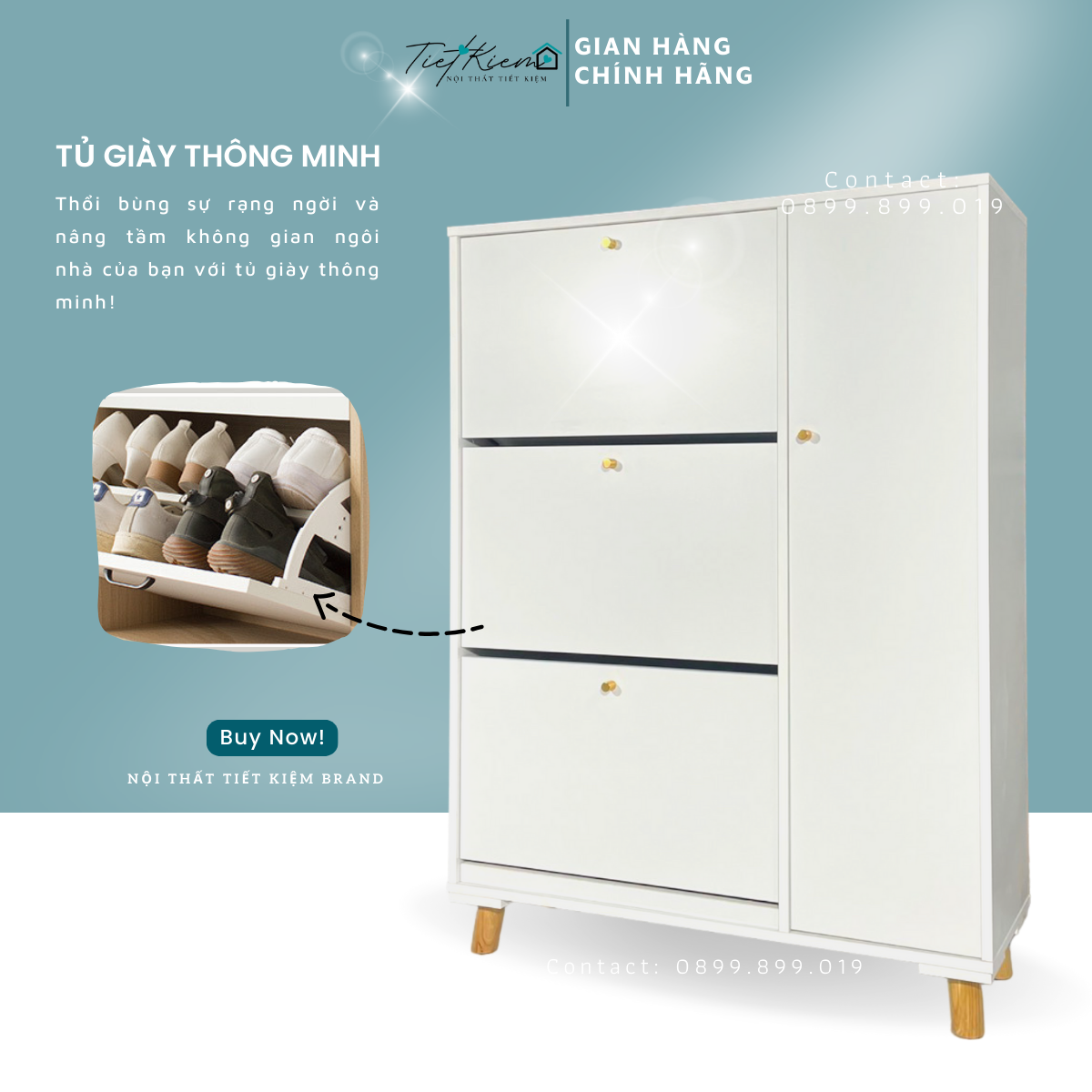 Tủ giày đẹp bằng gỗ NTTK TG88698
