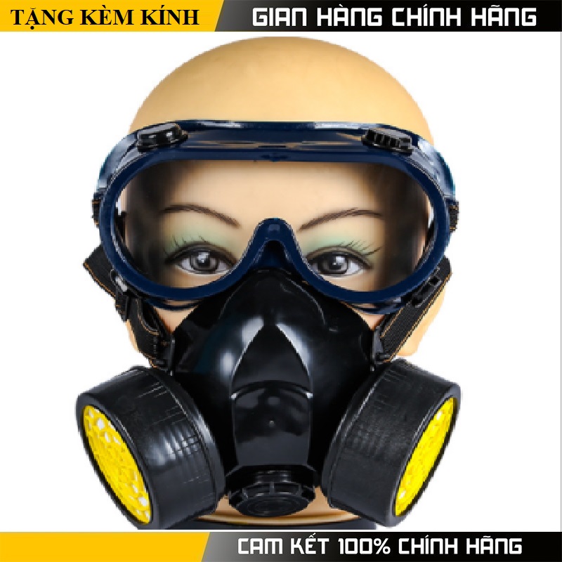 Mặt nạ phòng độc - Chất liệu:nhựa và màng poly, pin lọc than hoạt tính - Chống Thuốc sâu, Dung môi công nghiệp (Toluen), Xăng dầu, Khói thuốc, Benzen, Bụi, khí hơi hữu cơ và các vật chất cùng loại.