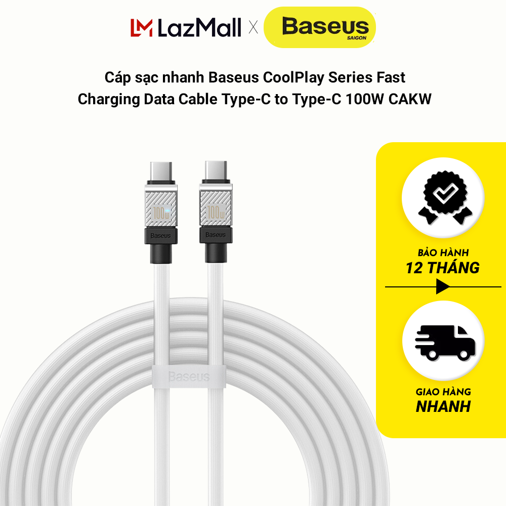 Cáp sạc nhanh Baseus CoolPlay Series Fast Charging Data Cable Type-C to Type-C 100W CAKW