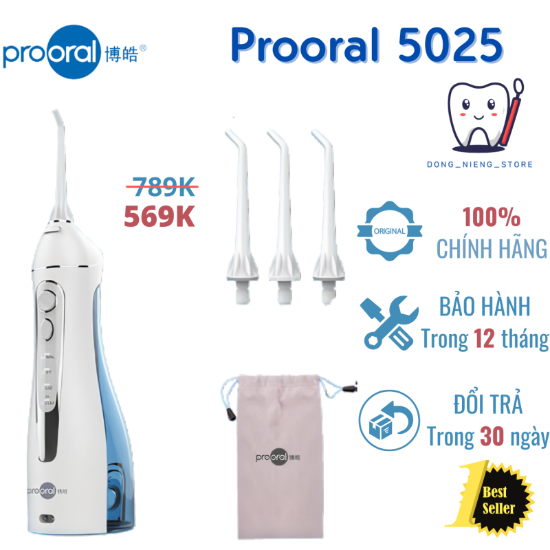 Máy Tăm Nước Prooral 5025 hỗ trợ vệ sinh răng miệng tốt nhất, được các nha sĩ khuyên dùng cho khách hàng niềng răng và bị hôi miệng