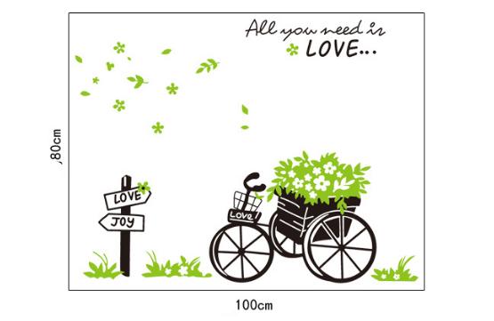 [HCM]Decal trang trí Xe Đạp giỏ hoa