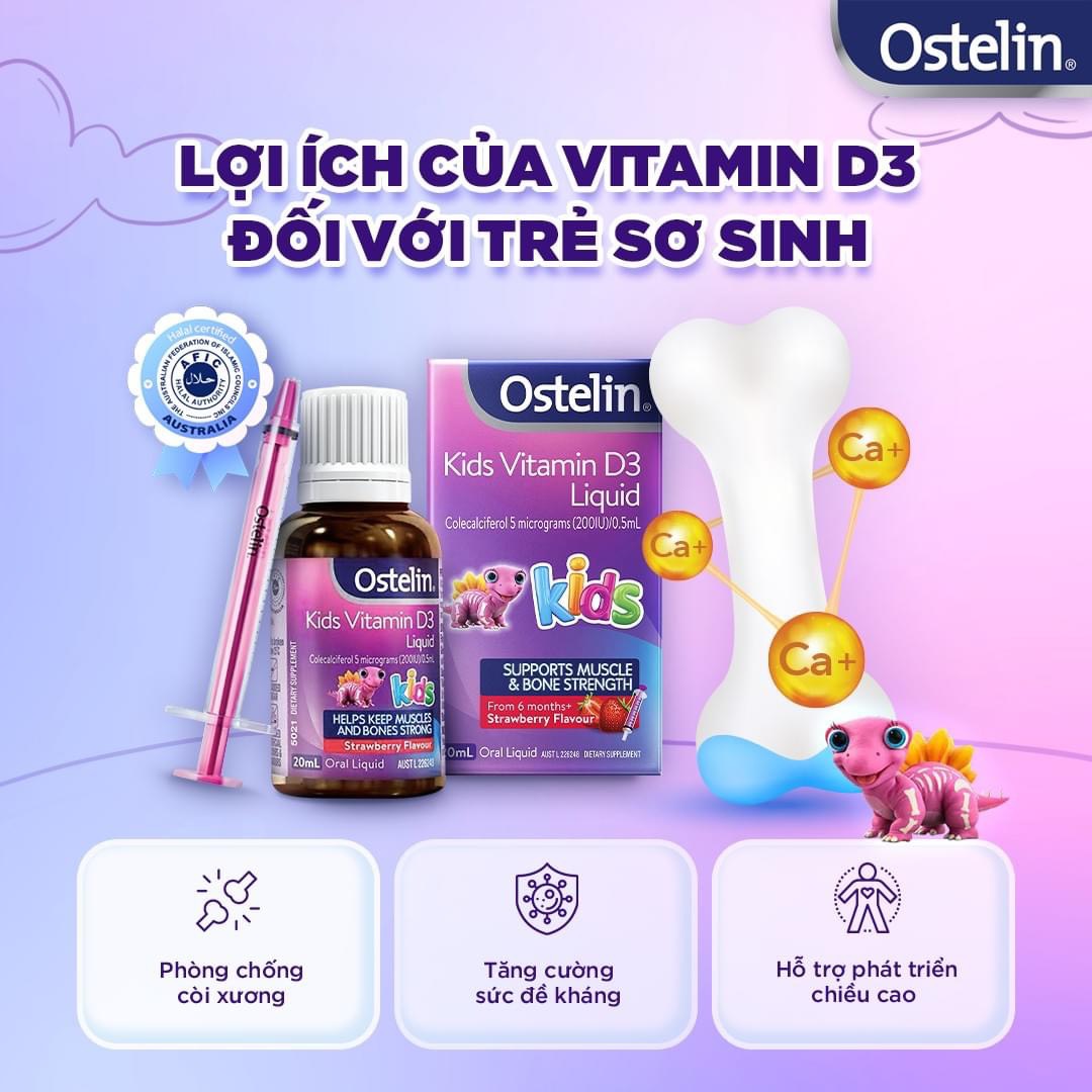 Ostelin Vitamin D Liquid Kids Dạng Nước Của Úc 2.4ml ( Vitamin D3 (20ml) phát triển xương và răng cho trẻ từ 6 tháng đến dưới 12 tuổi )