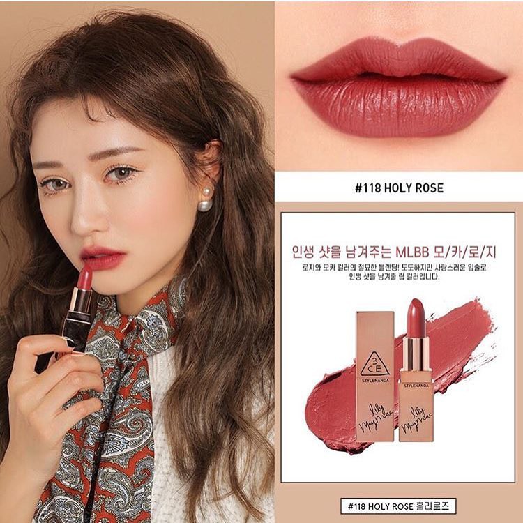 Son 3CE Matte Lip 118 dạng thỏi vỏ đen