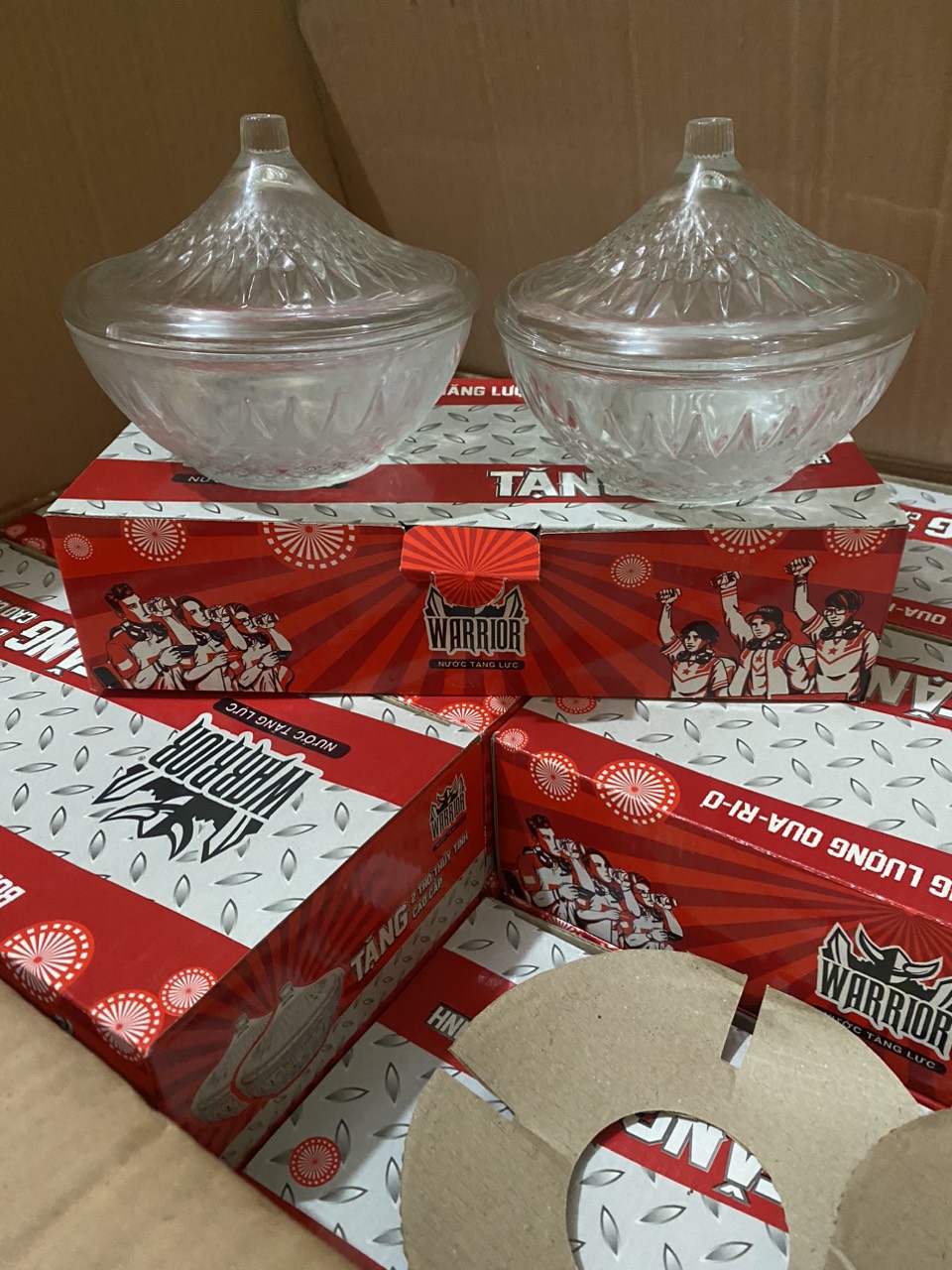 Bộ 2 Thố thủy tinh có nắp đựng mứt, bánh kẹo