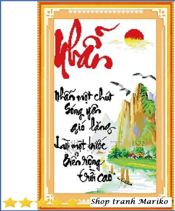 [HCM]Tranh thêu Nhẫn Một Chút Sóng Yên Gió Lặng LV3233 kích thước 42 x 65 cm