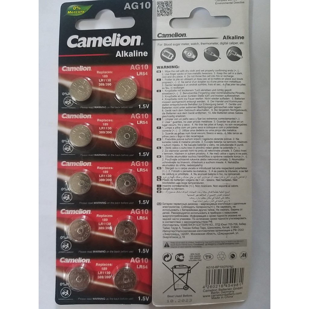 10 viên pin AG10 LR54 LR1130 thay máy tính Casio