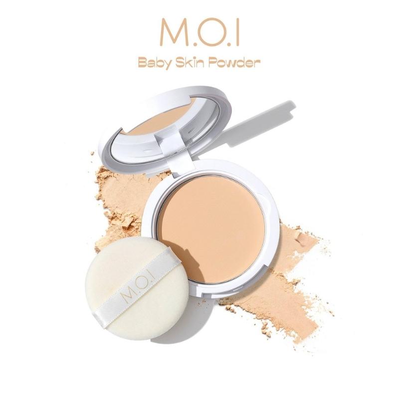 Phấn phủ kềm dầu m.o.i baby skin powder + tặng mẫu thử da by m.o.i