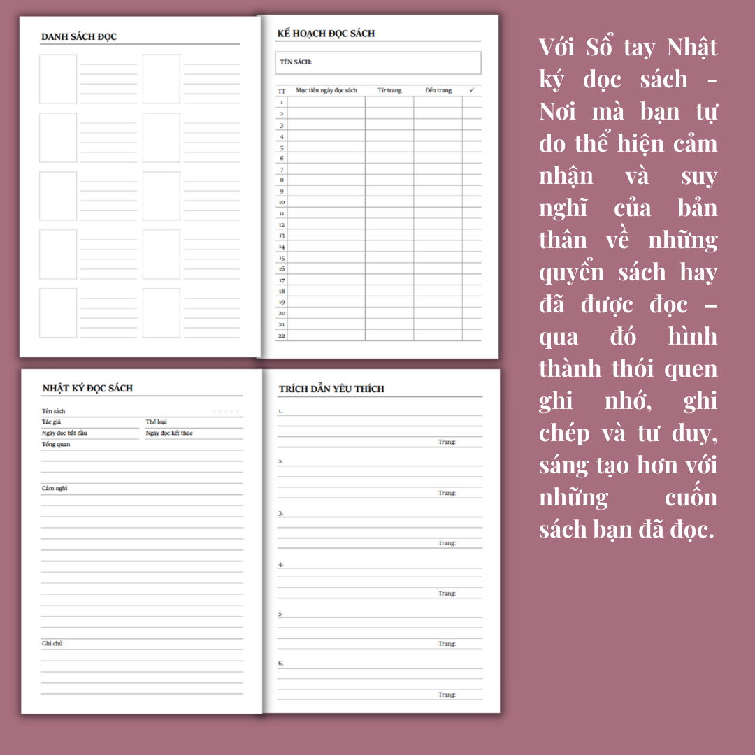 🌈 Sổ tay Nhật ký đọc sách - Reading book planner