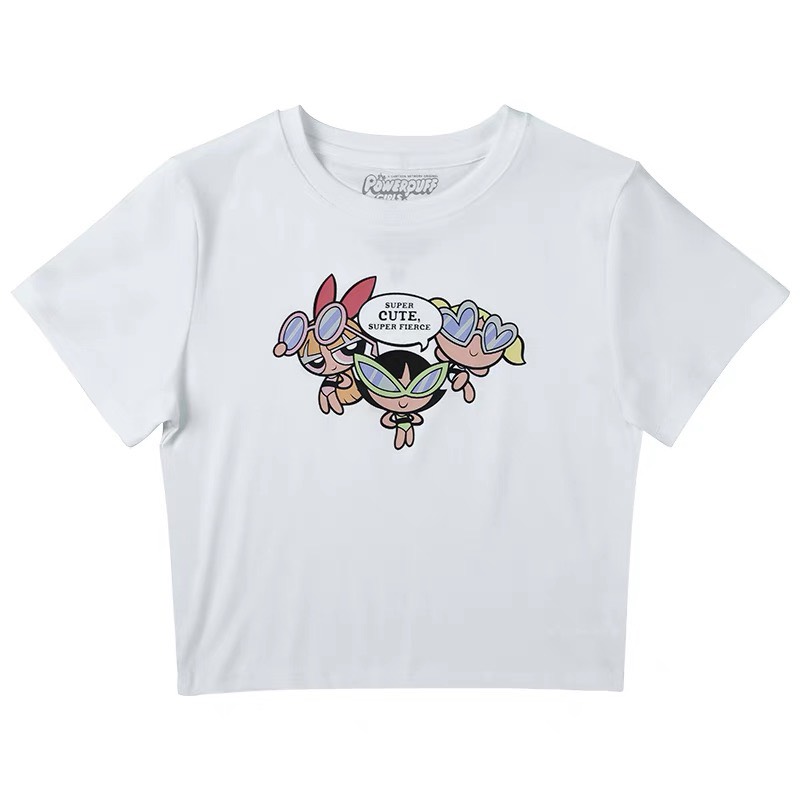 Áo croptop POWER PULL, áo thun tay ngắn vải cotton 3A07