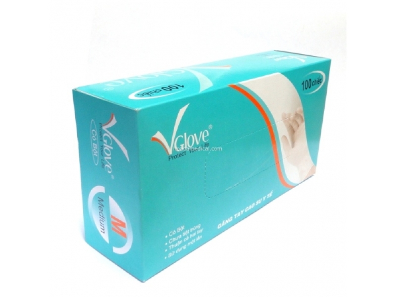Găng tay y tế có bột VGloves hộp 100 cái size bất kỳ, khách có thể chọn size cao cấp