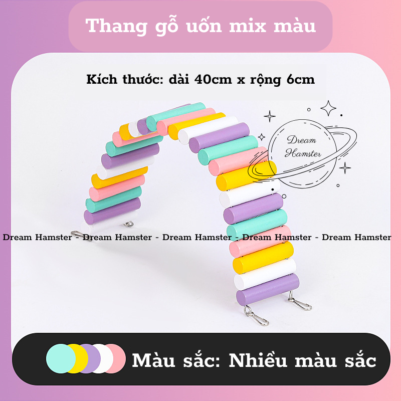 Thang gỗ uốn nhiều màu cho hamster