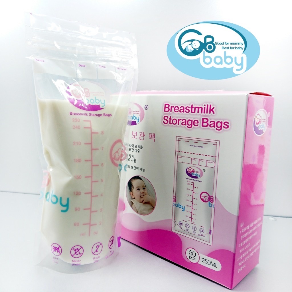 【HOT SALE】 Túi trữ sữa GB-Baby dung tích 250ml 2 khóa ziper chắc chắncó vòi rót 50 chiếc/hộp