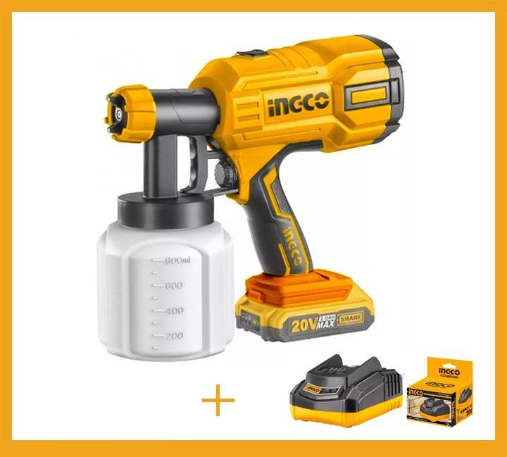 Máy phun sơn INGCO 350W  kèm theo 1 pin 21V.